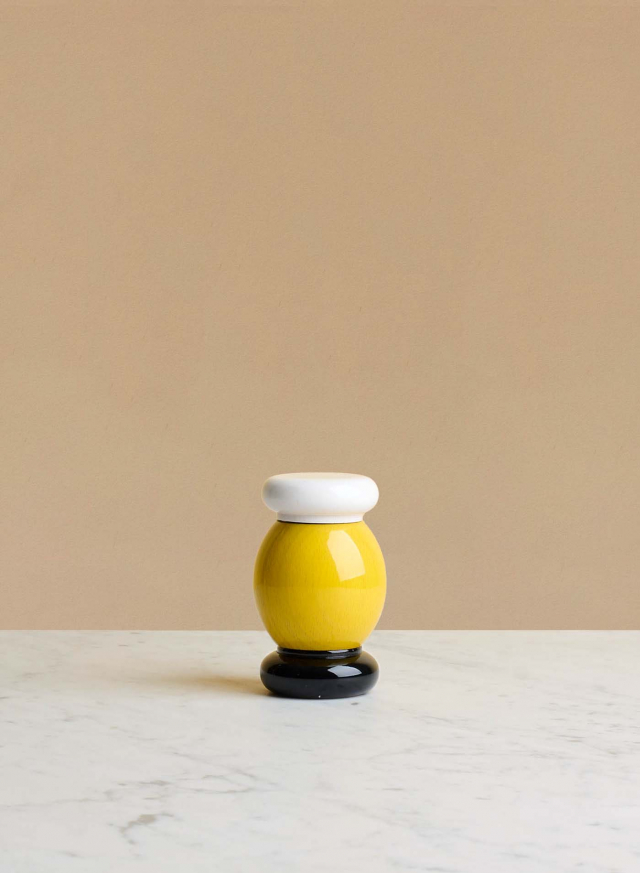 Salt & Pepper Grinder Beech Wood Yellow, White And Black