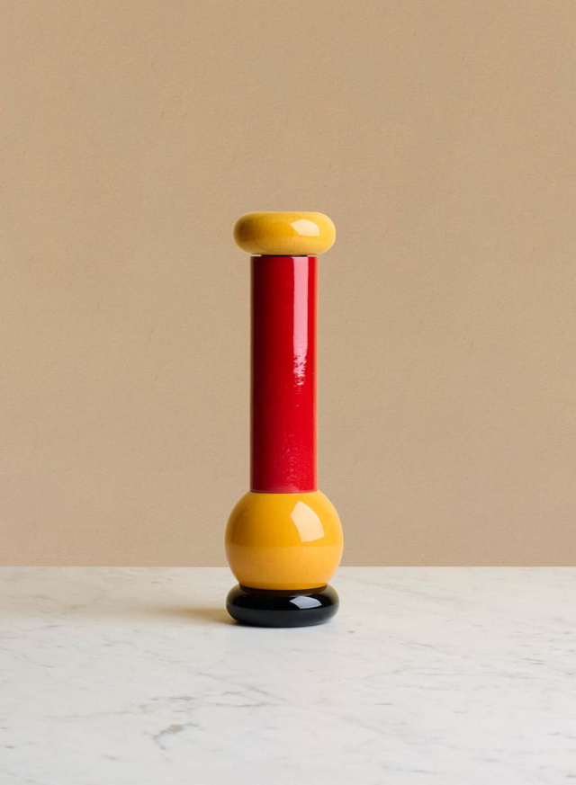 Pepper Grinder Beech Wood Red, Yelllow And Black