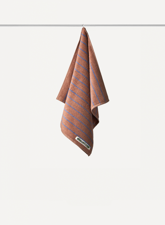 Guest Towel Camel & Blue Stripe