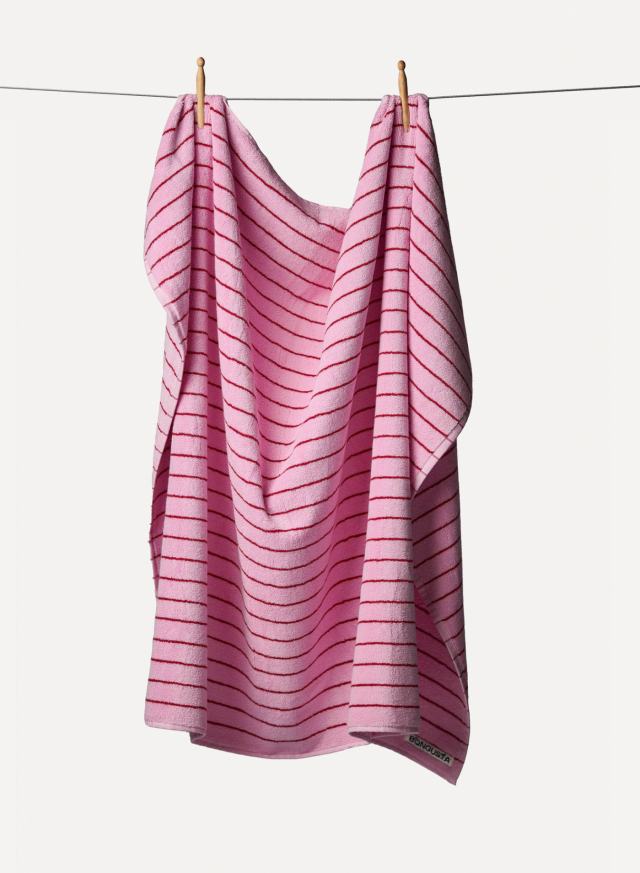 Bath Towel Pink & Red Stripe