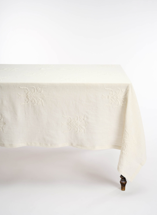 Floral Tablecloth White