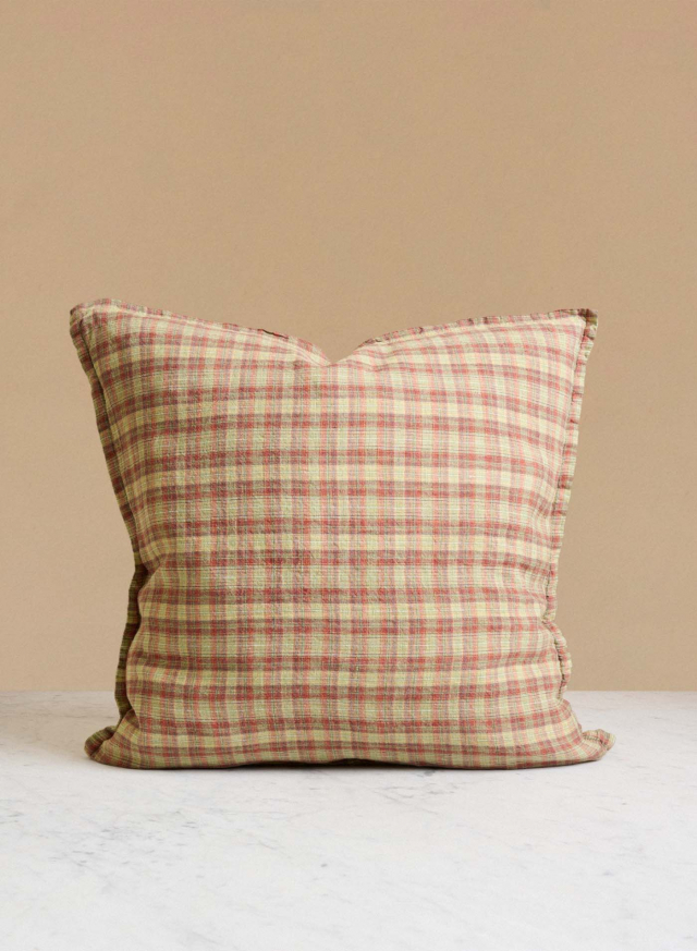 Linen Cushion Sienna Green Tartan