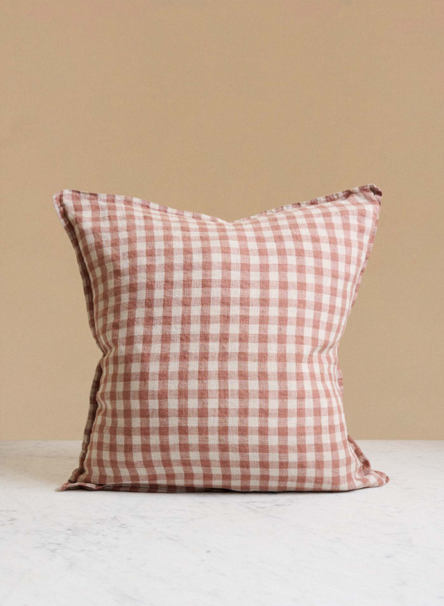 Linen Cushion Cappuccino Gingham