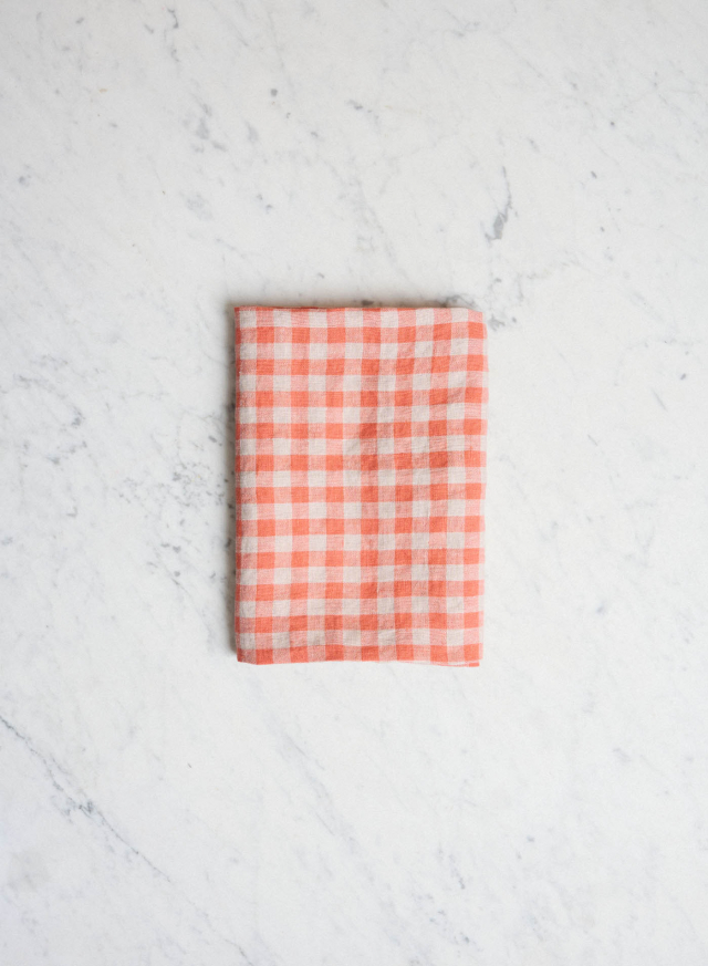 Kitchen Towel Orange Flax Gingham