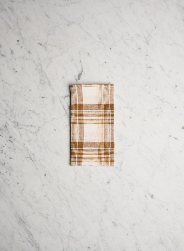 Linen Napkin Caramel Checks