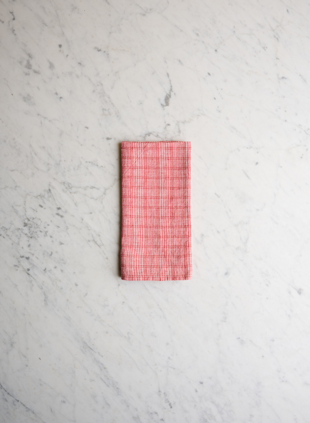 Linen Napkin Red Checks