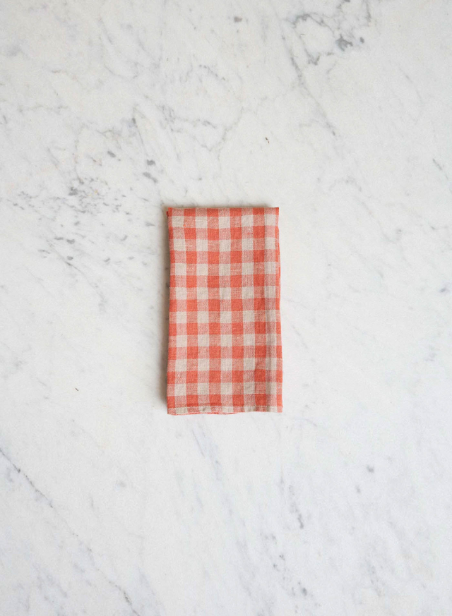 Linen Napkin Orange Flax Gingham