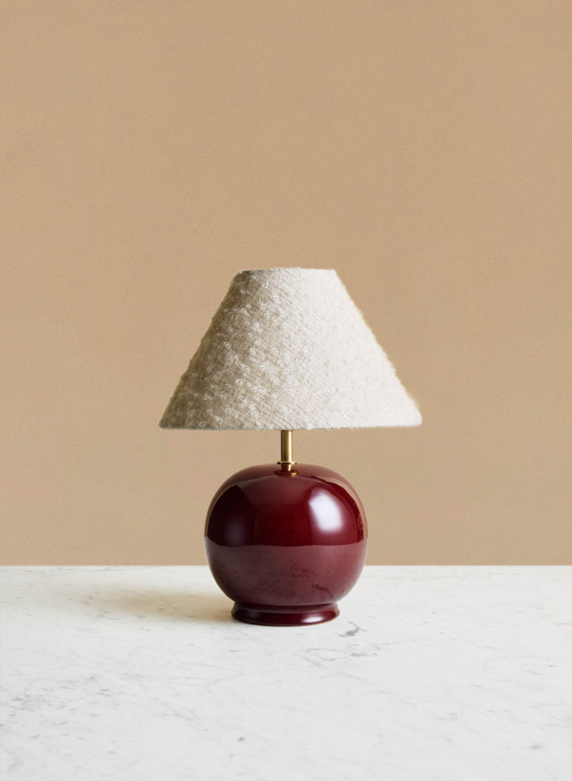 Table lamp Tondo Piccolo Burgundy | Cono Ivory