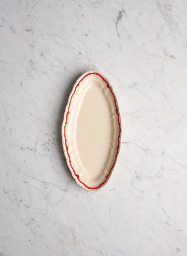 Serving Platter Piccolo Baccellato Striscia Rossa