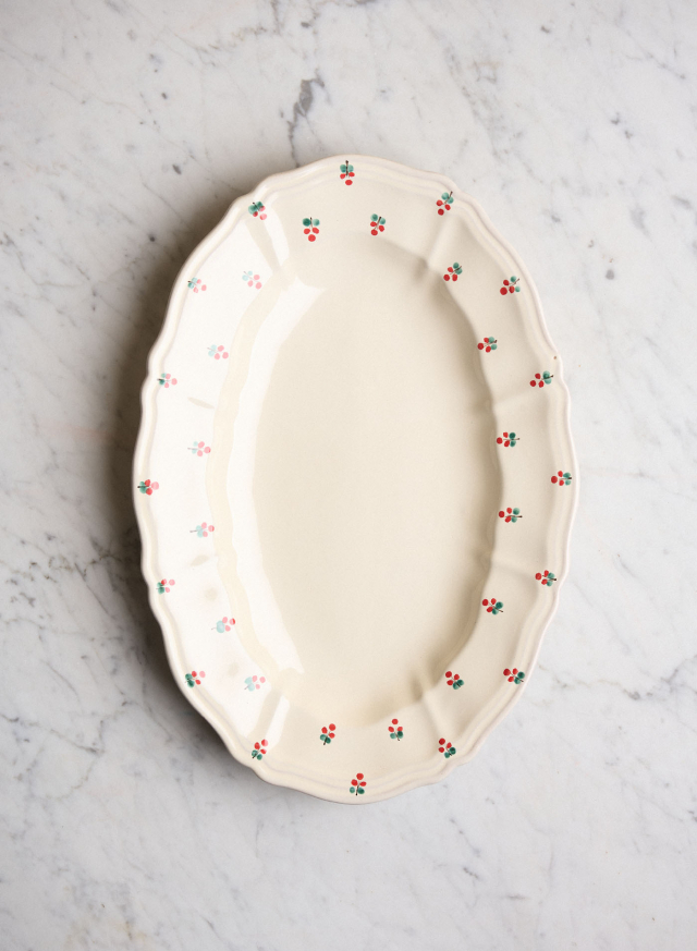 Serving Platter Baccellato Fiore Rosso
