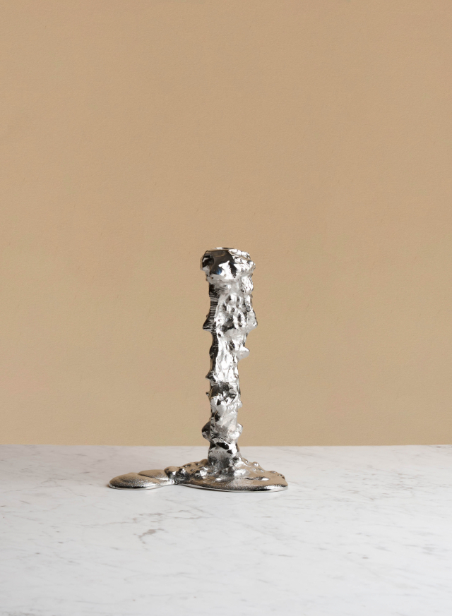 Drip Candle Holder Silver L