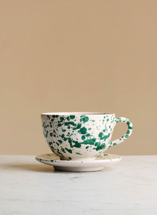 Tea Cup with Saucer Spruzzi Verde