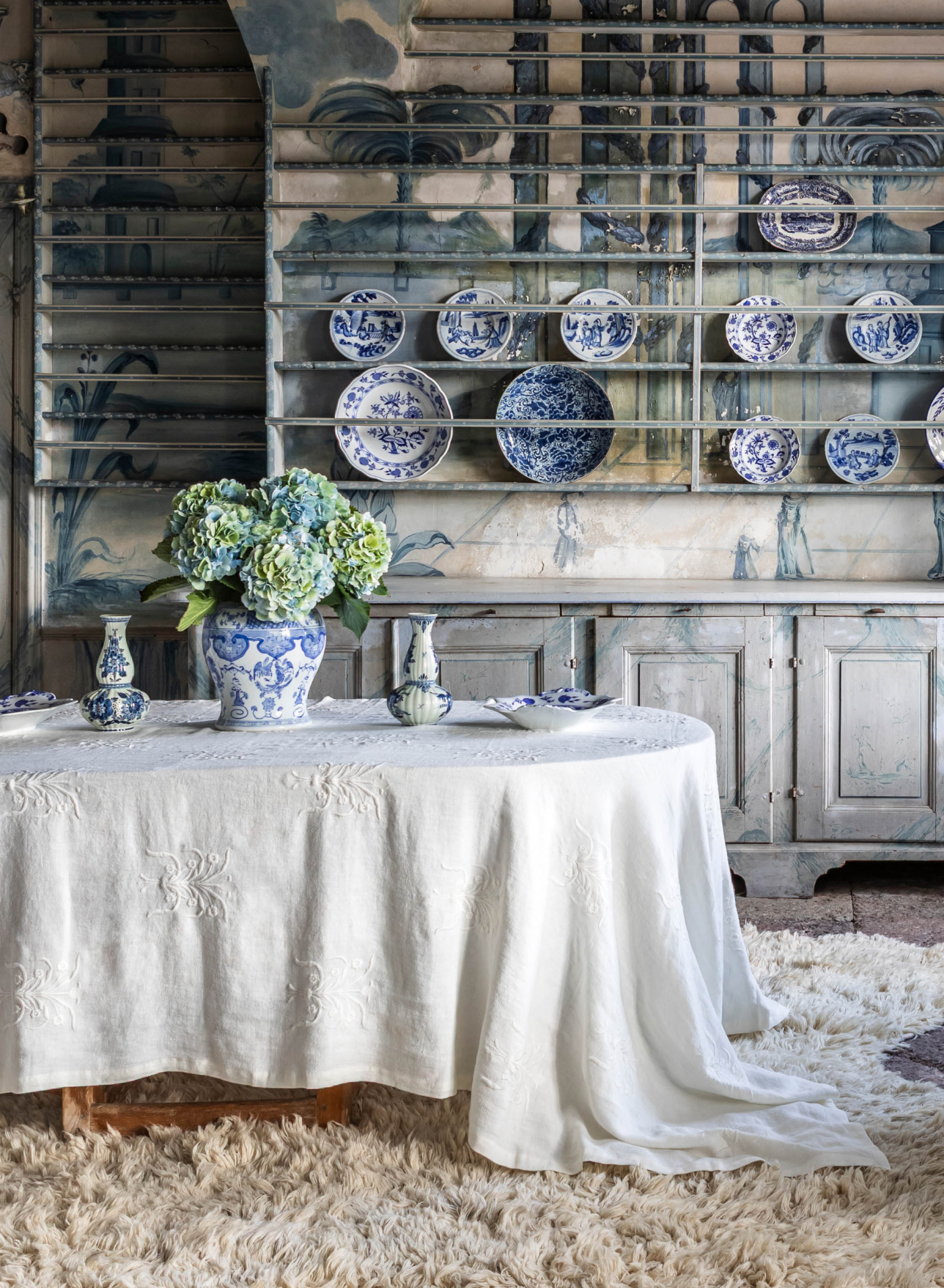 Floral Tablecloth White