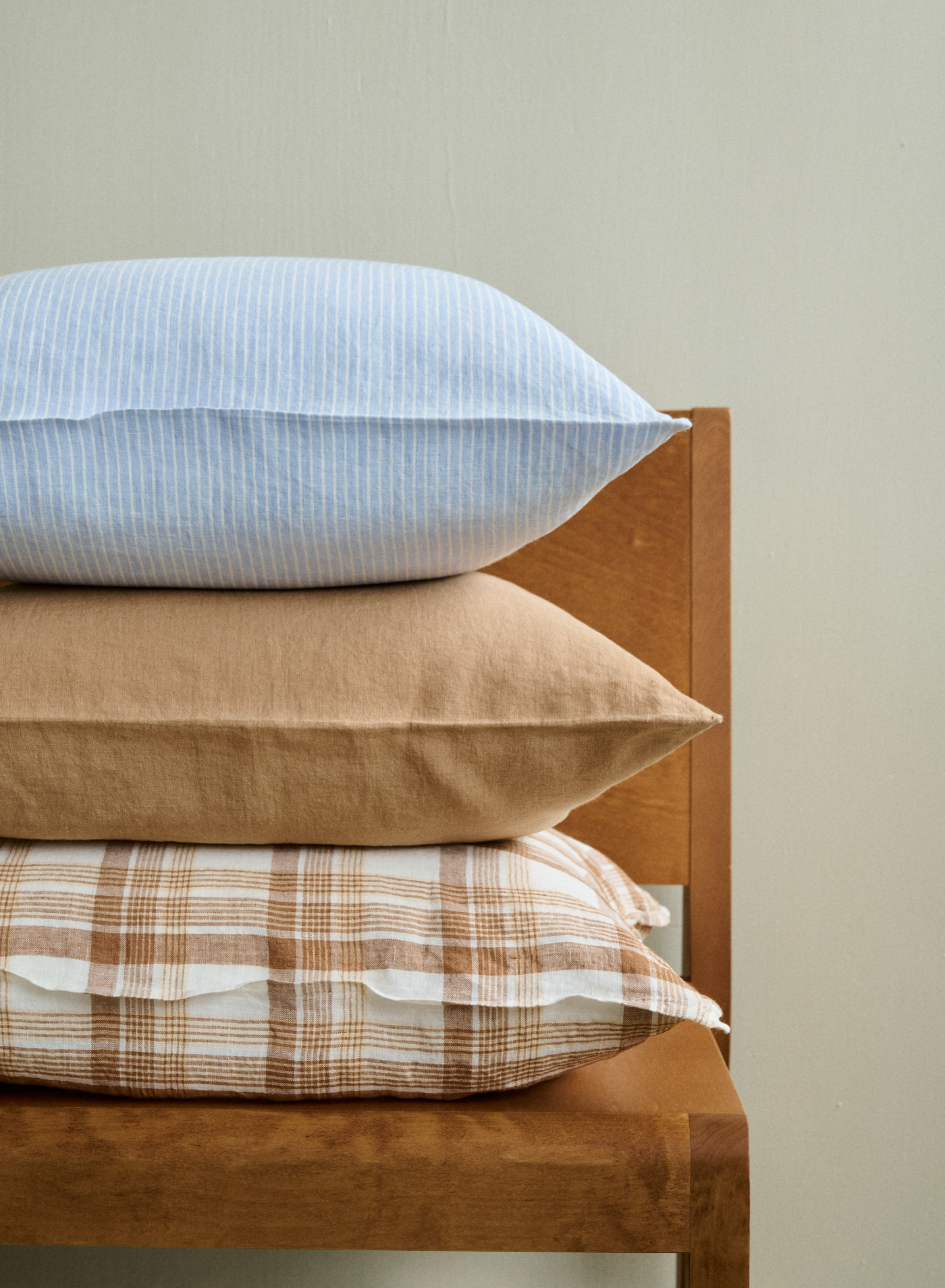 Linen Cushion Caramel Checks