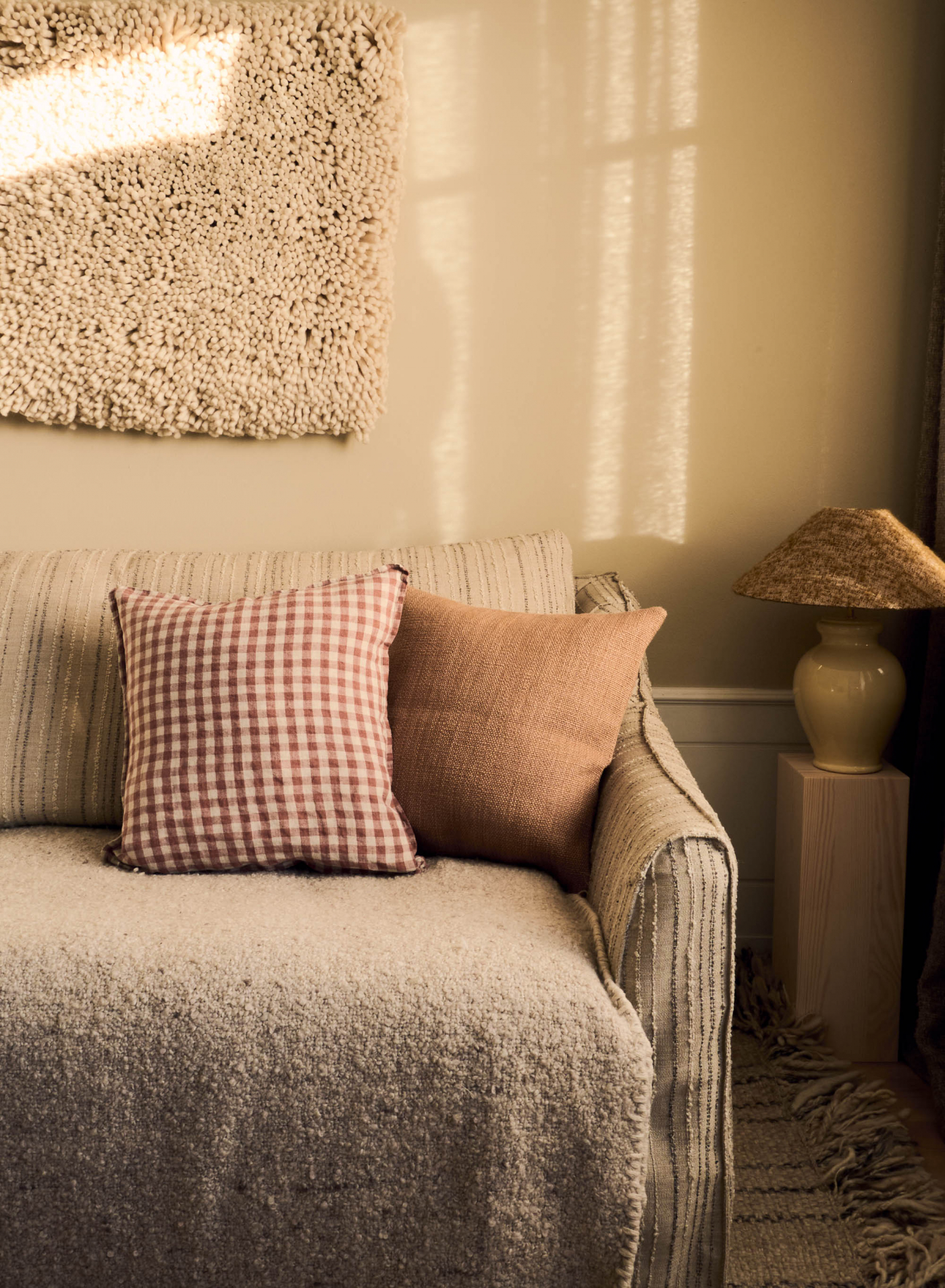 Linen Cushion Cappuccino Gingham