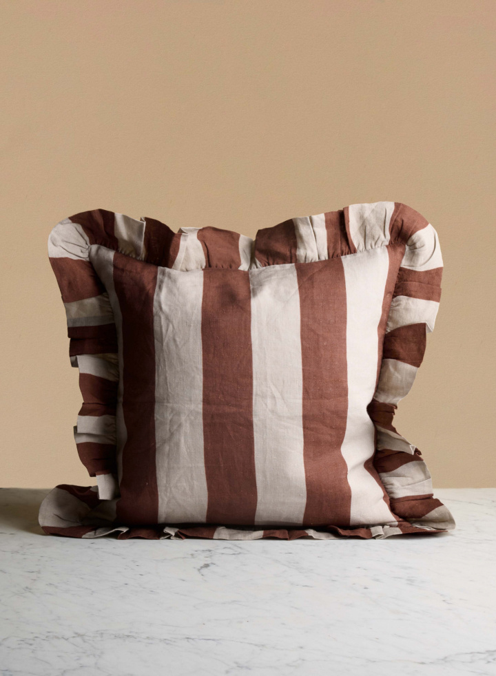 Cushion Cover Cinnamon & Oyster Wide Stripe