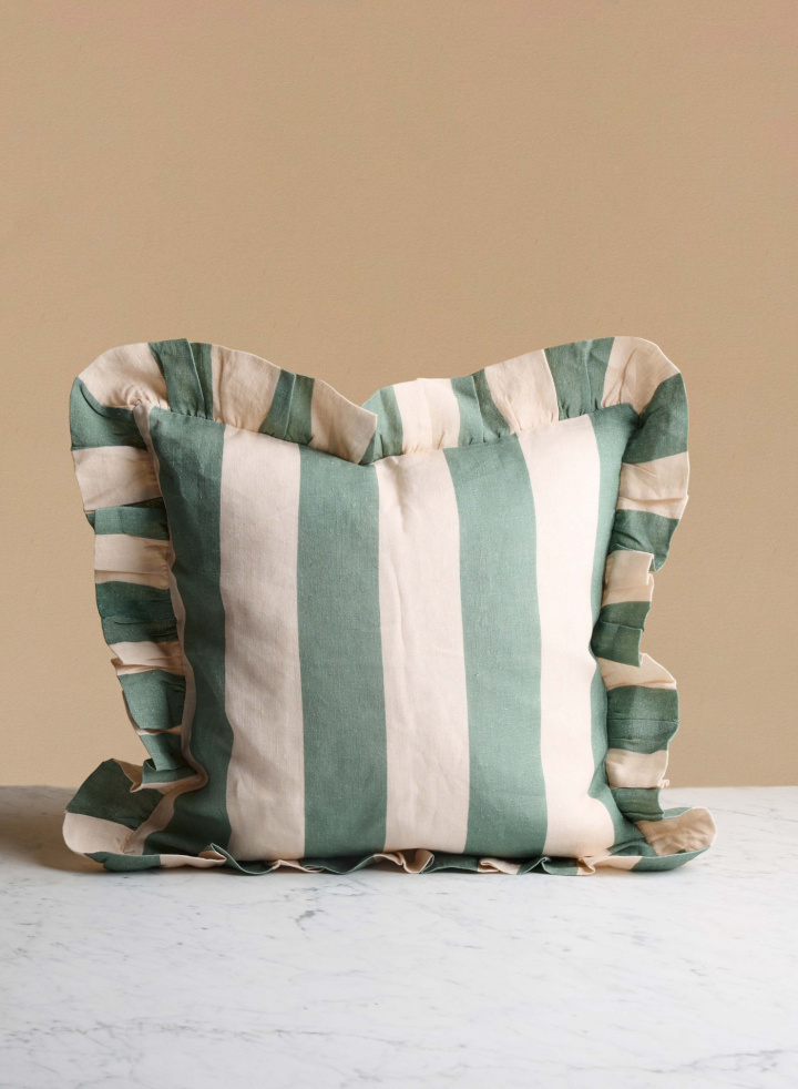 Cushion Cover Sea Green Wide Stripe 
