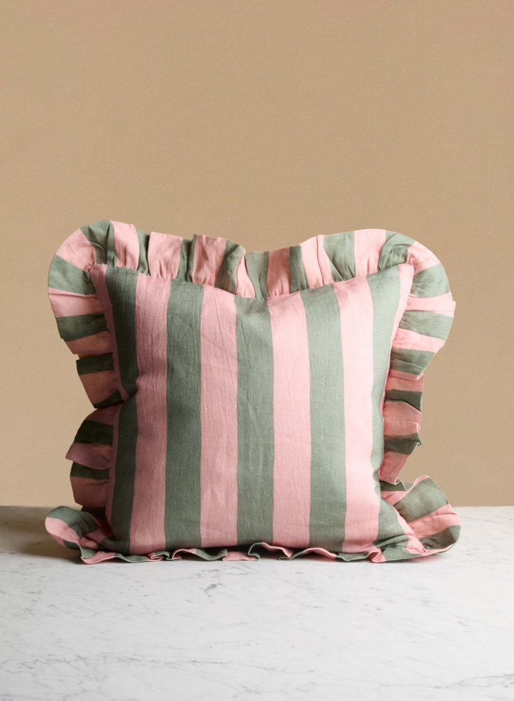 Cushion Cover Sage & Blush Wide Stripe 