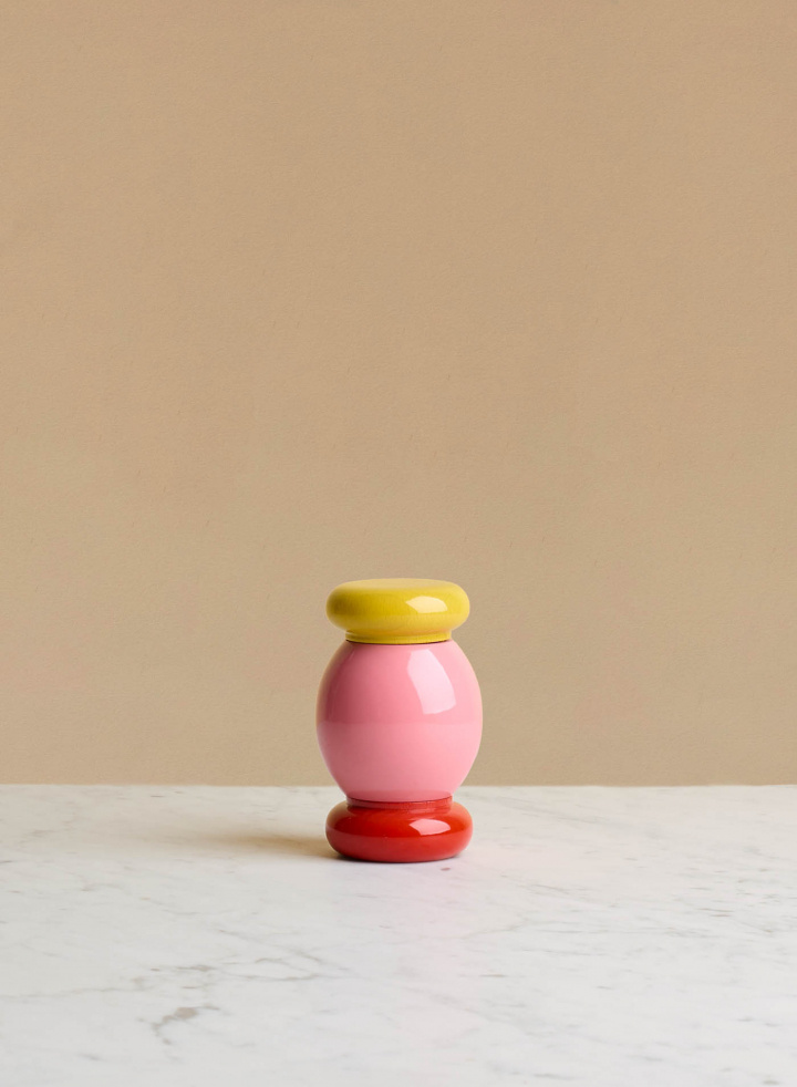 Salt & Pepper Grinder Beech Wood Red, Pink And Yellow
