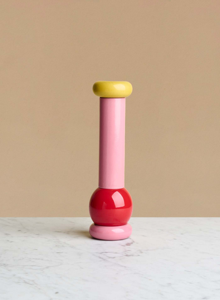 Pepper Grinder Beech Wood Red, Pink And Yellow
