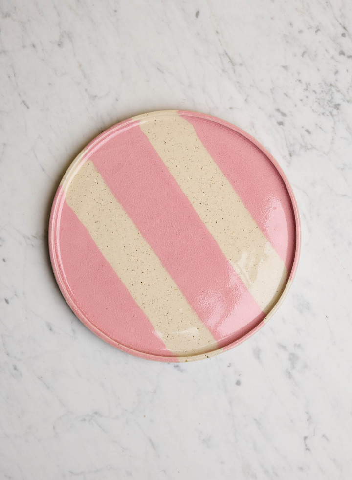 Platter L Striped Pink