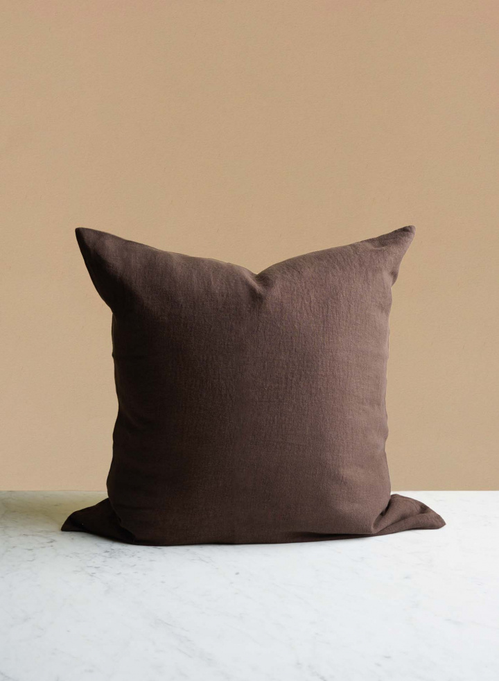 Linen Cushion Dark Brown