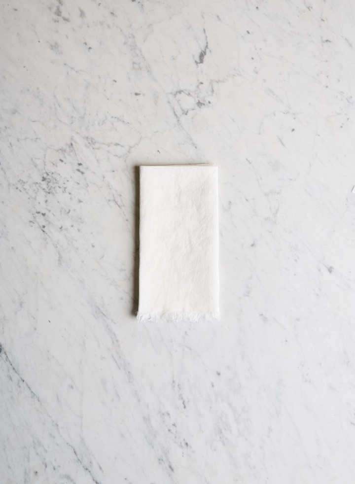 Fringed Linen Napkin Off White