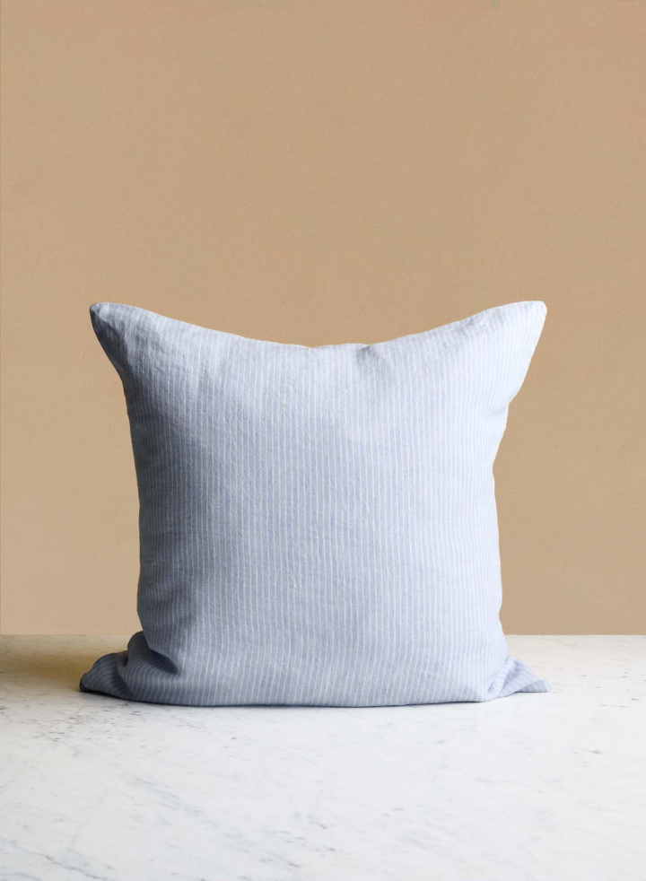 Linen Cushion Pale Blue Stripe
