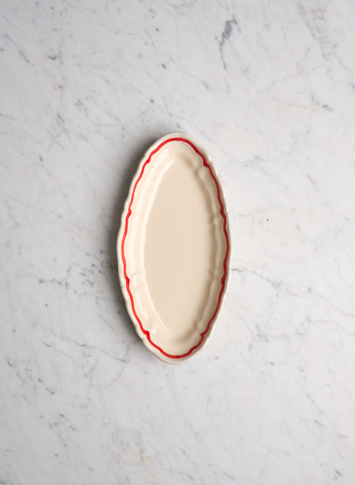 Serving Platter Piccolo Baccellato Striscia Rossa Serving Platter Piccolo Baccellato Striscia Rossa