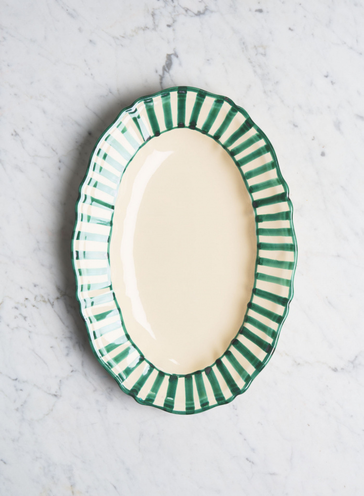 Serving Platter Baccellato Righe Verde