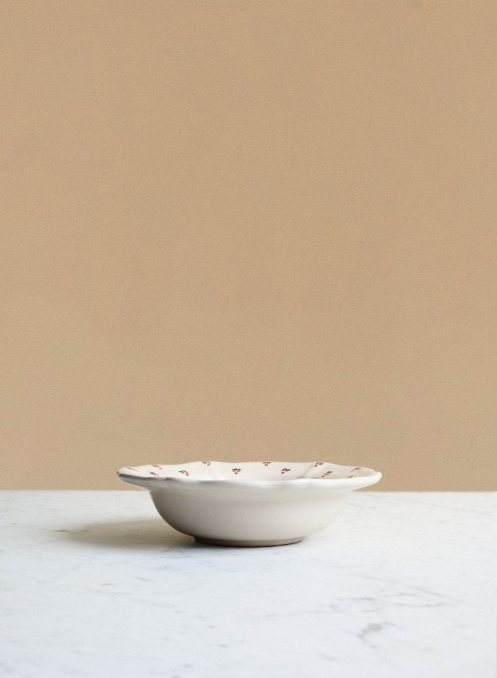 Dessert Plate Baccellato Fiore Rosso Dessert Plate Baccellato Fiore Rosso