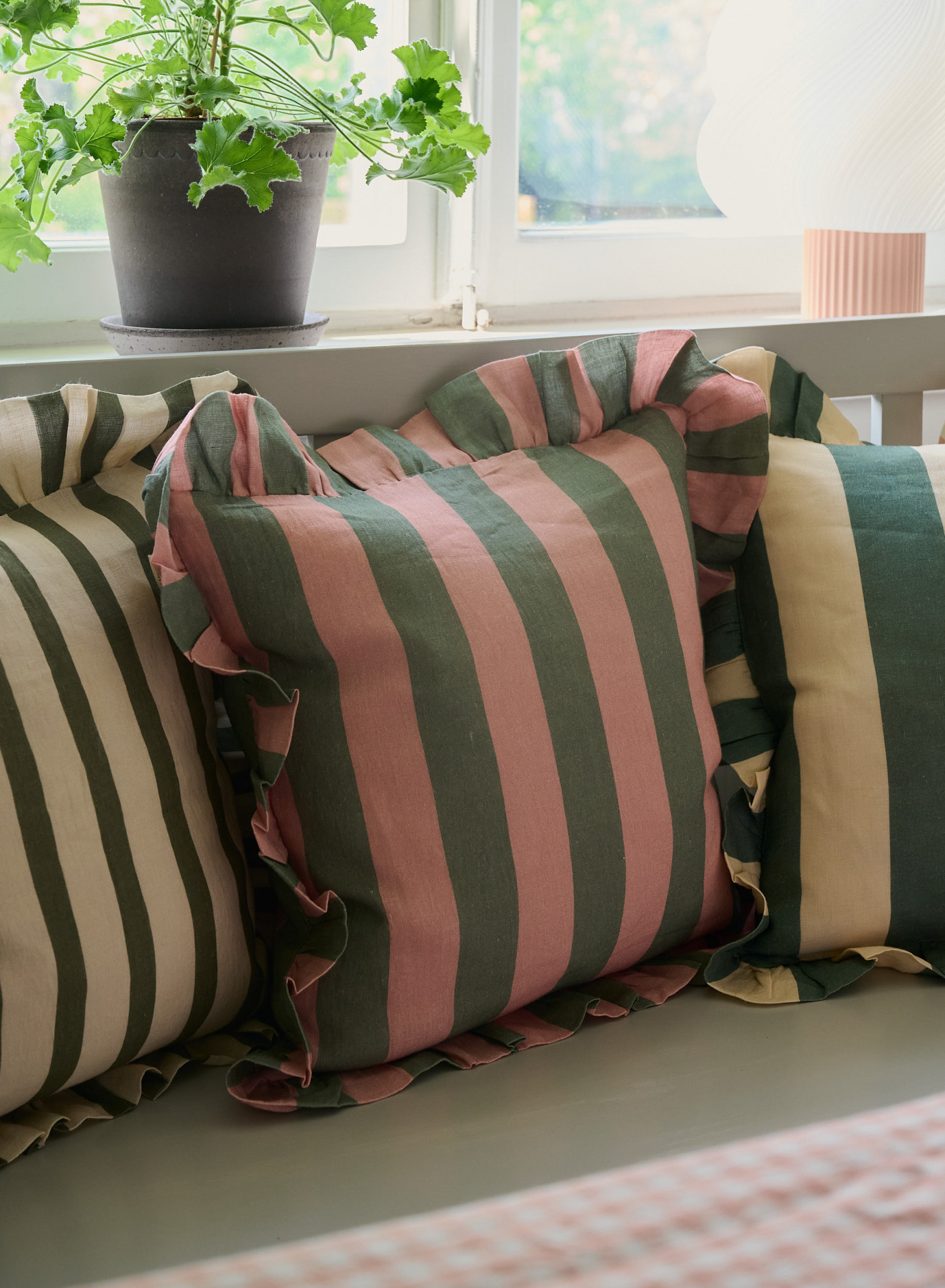 Cushion Cover Sage & Blush Wide Stripe 