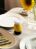 Salt & Pepper Grinder Beech Wood Yellow, White And Black