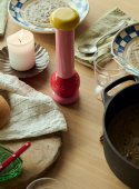 Pepper Grinder Beech Wood Red, Pink And Yellow