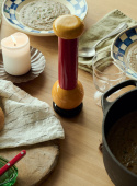 Pepper Grinder Beech Wood Red, Yelllow And Black 