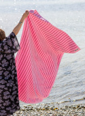 Bath Towel Pink & Red Stripe