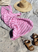 Bath Towel Pink & Red Stripe