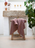 Bath Towel Camel & Blue Stripe