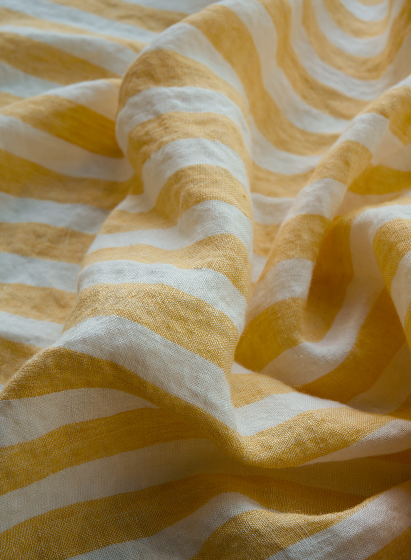 Linen Cushion Large Yellow Stripe