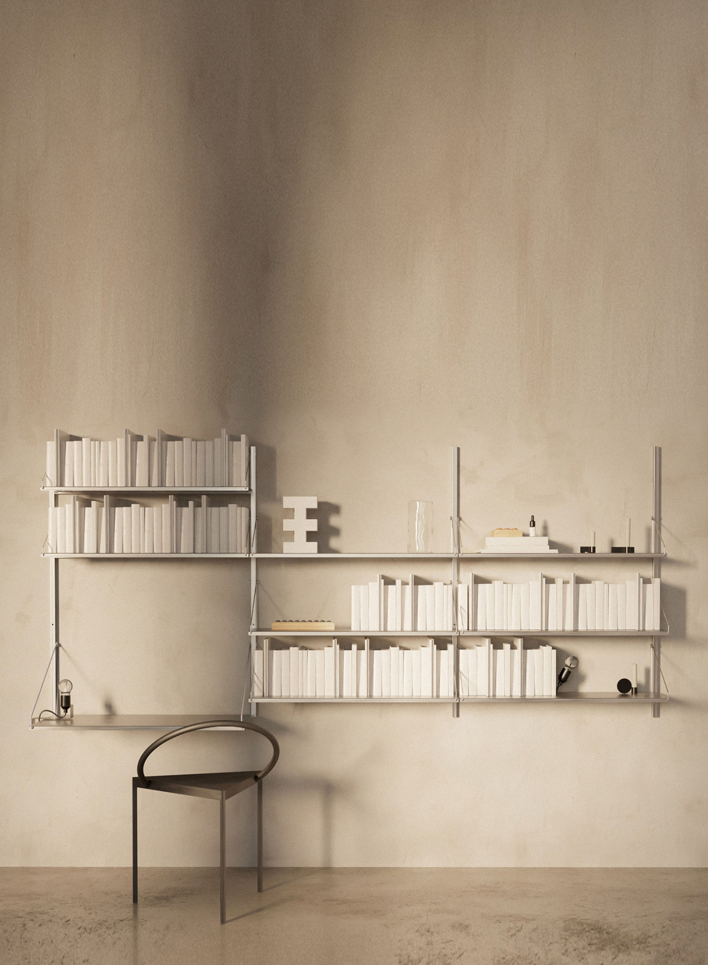 Shelf Library Stainless Steel | Desk Section H185,2 cm