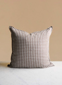Linen Cushion Brown Gingham