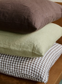 Linen Cushion Brown Gingham