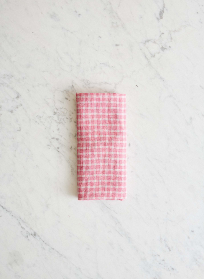 Linen Napkin Pink Checks in the group Kitchen / Table setting / Kitchen Textiles at Tambur Store AB (LNGSTTN22305)