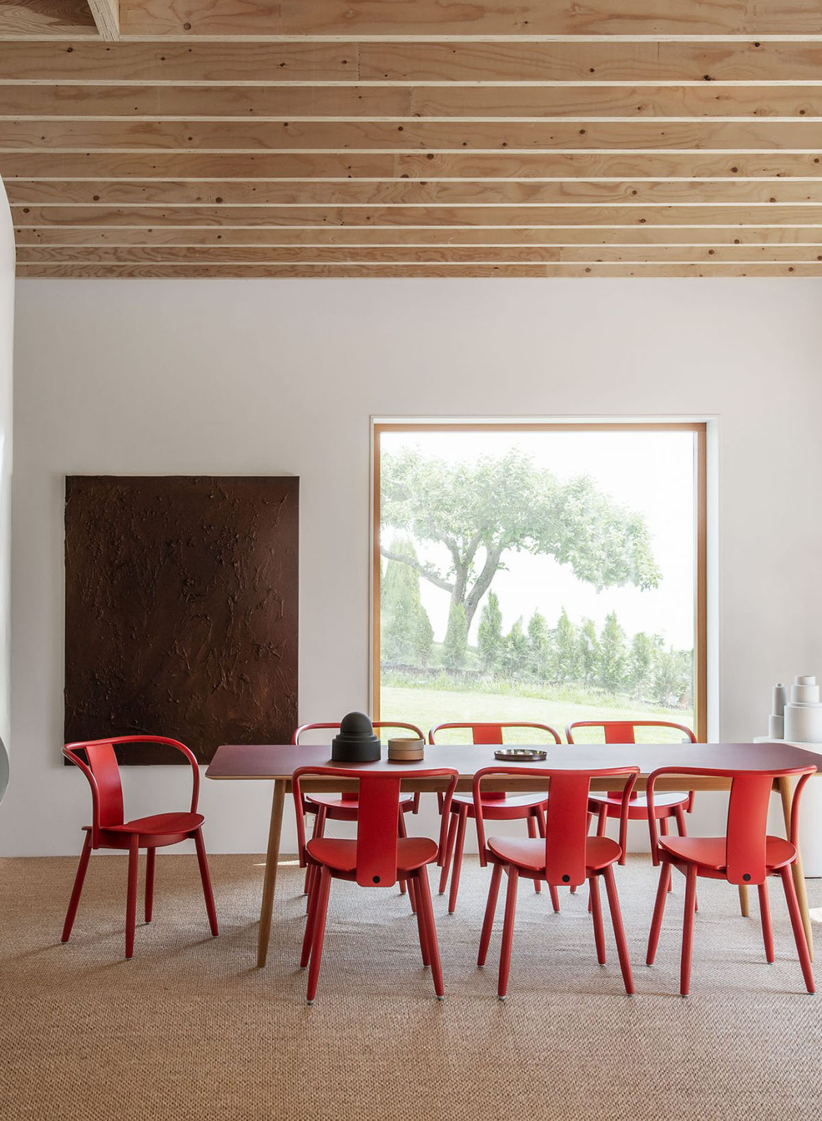 Icha Chair Red Lacquered Beech