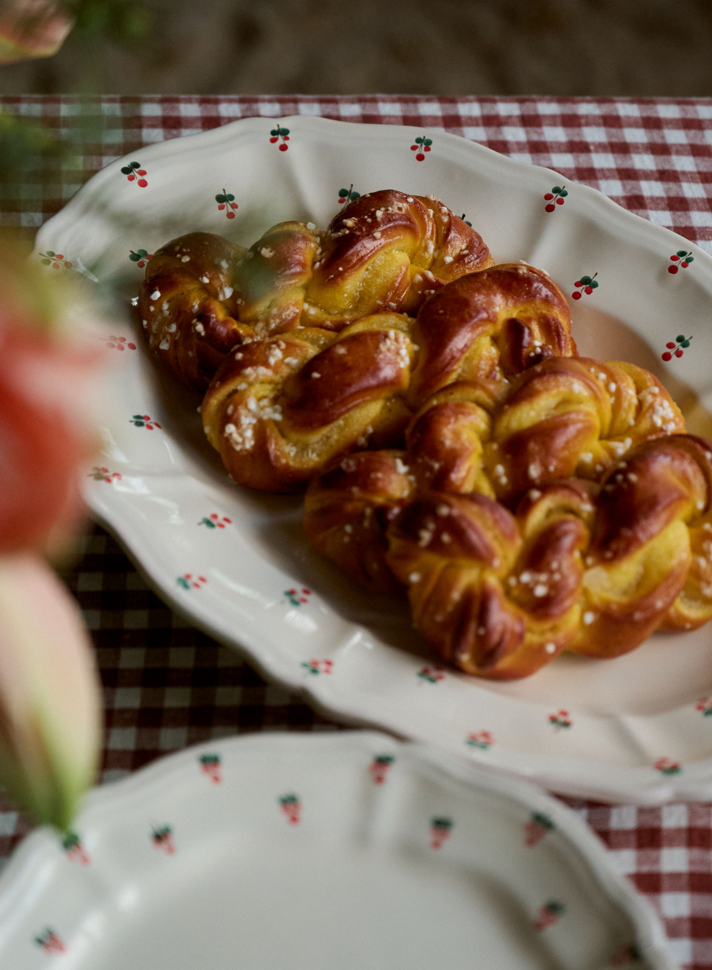 Serving Platter Baccellato Fiore Rosso Serving Platter Baccellato Fiore Rosso
