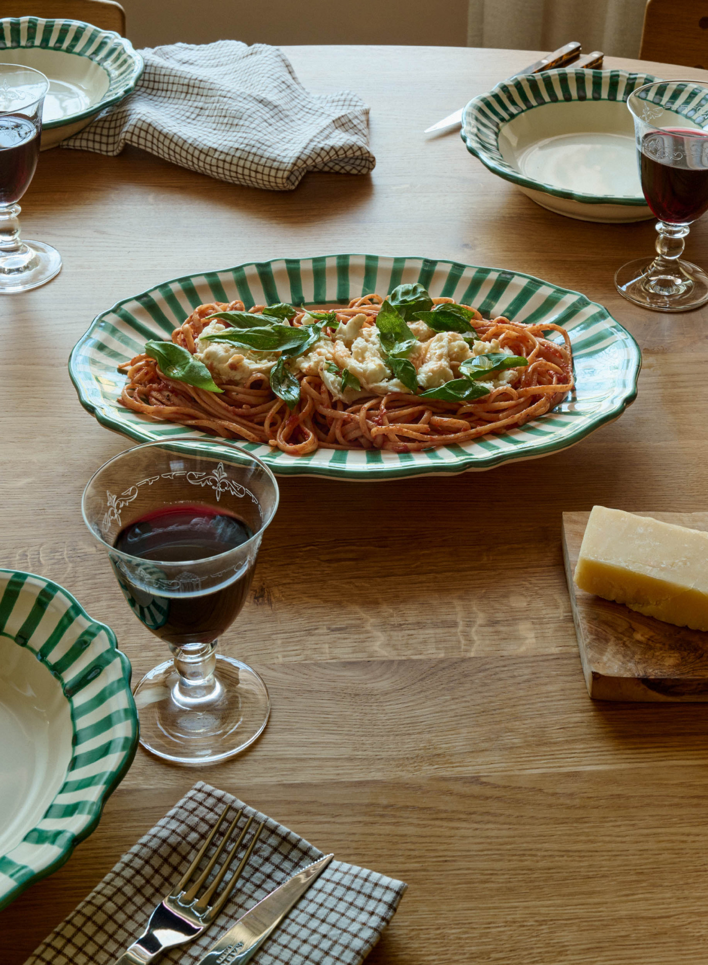 Serving Platter Baccellato Righe Verde