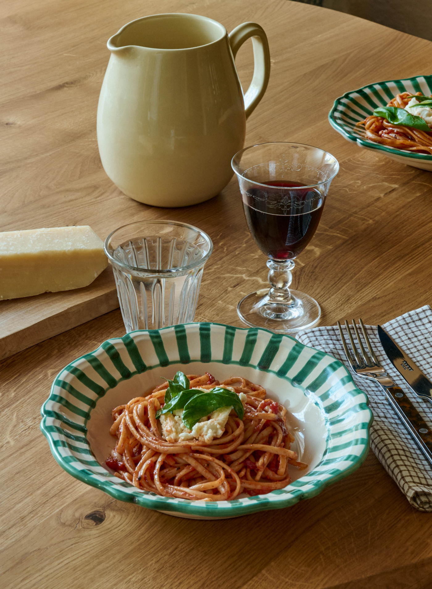 Pasta Plate Baccellato Righe Verde