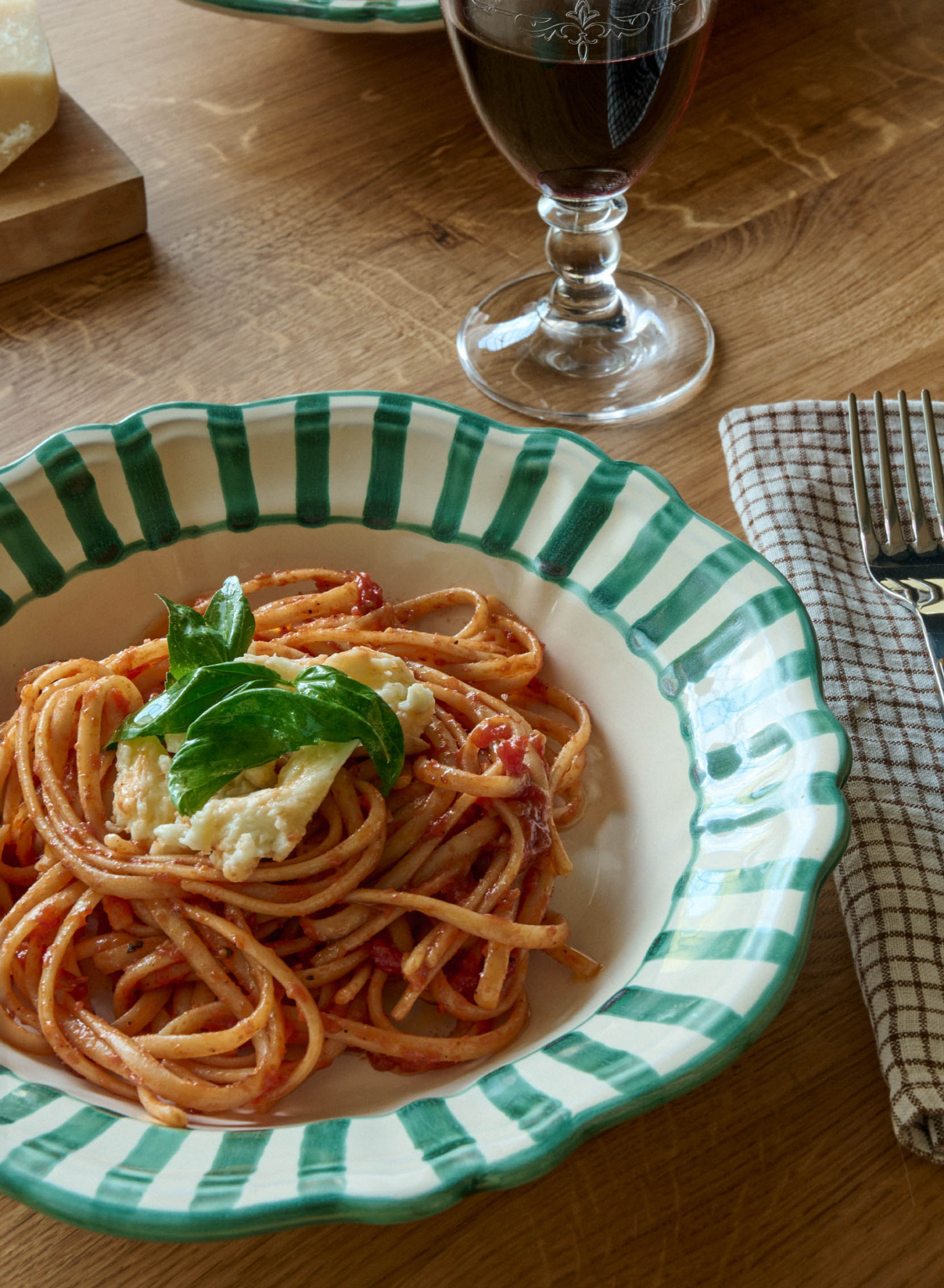 Pasta Plate Baccellato Righe Verde