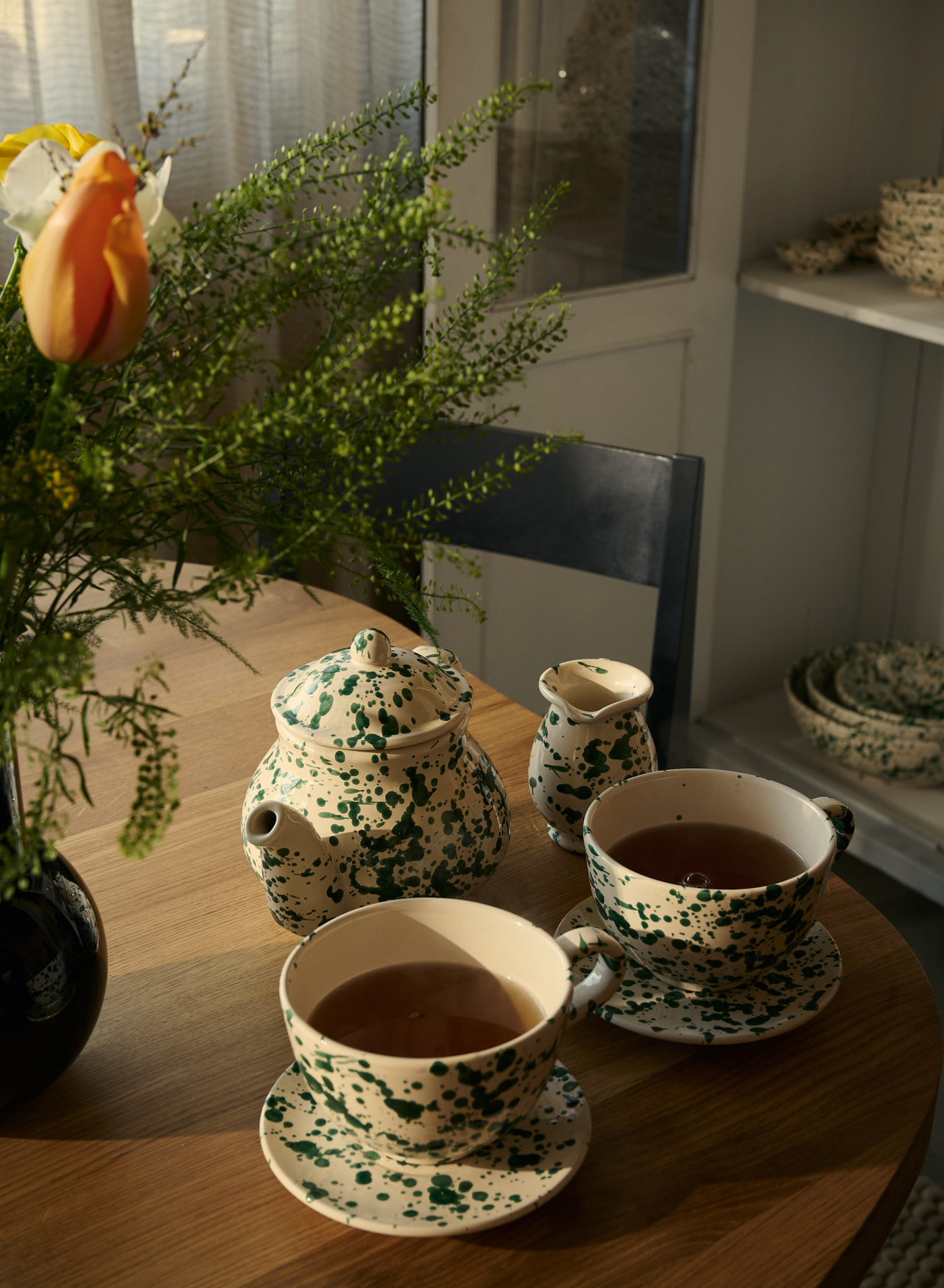 Tea Cup with Saucer Spruzzi Verde Tea Cup with Saucer Spruzzi Verde