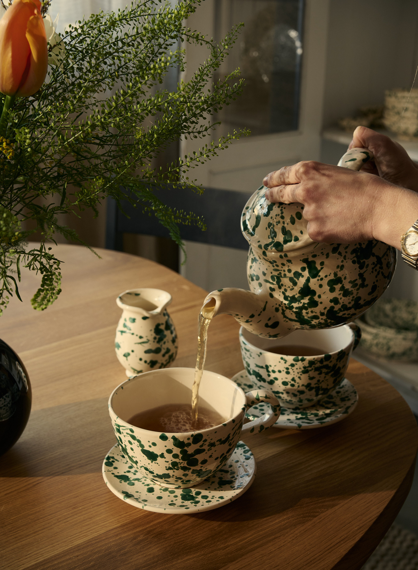 Tea Cup with Saucer Spruzzi Verde Tea Cup with Saucer Spruzzi Verde